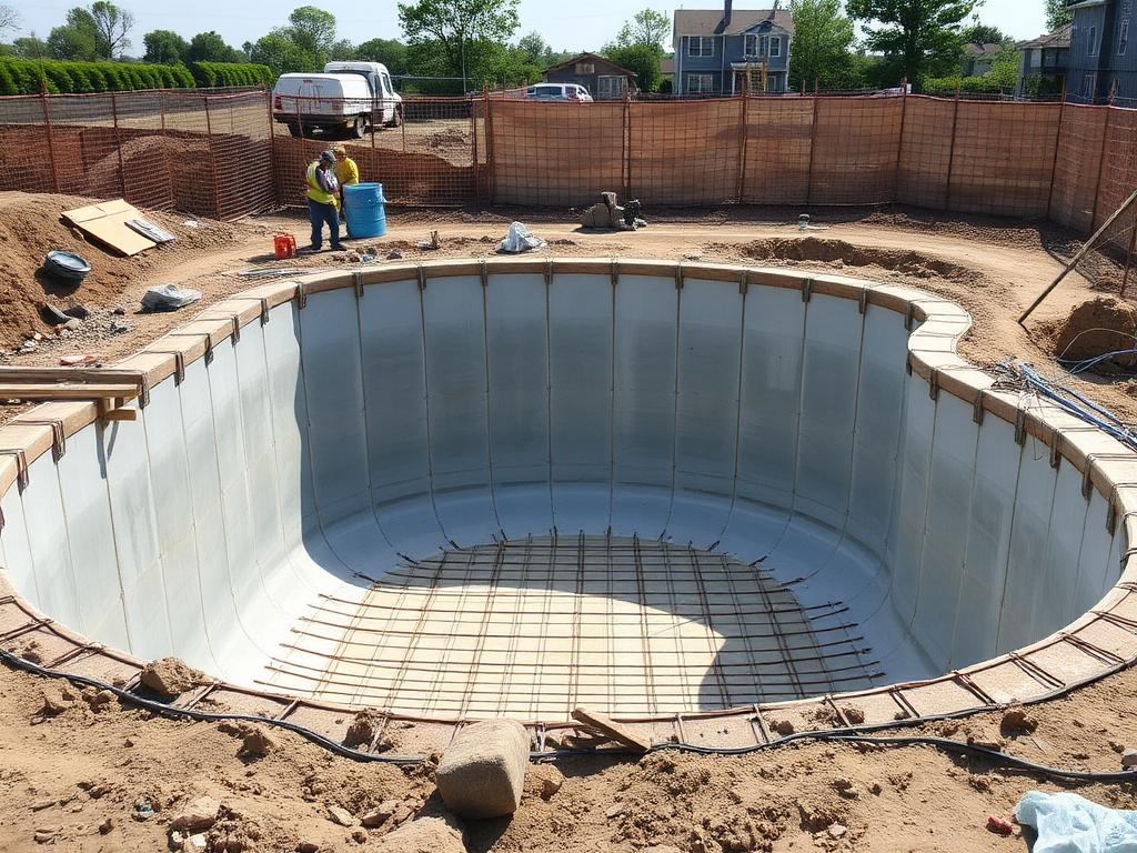 New swimming pool shell under construction